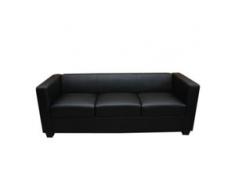 3er Sofa Couch Loungesofa Lille ~ Leder, schwarz