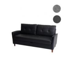 3er Sofa HWC-H23, Loungesofa Dreisitzer Couch, Stecksystem Staufach ~ Kunstleder, schwarz