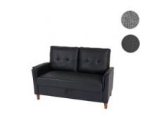 2er Sofa HWC-H23, Loungesofa Doppelsitzer Zweisitzer, Stecksystem Staufach ~ Stoff/Textil, grau