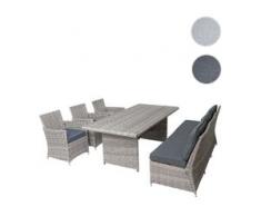Poly-Rattan Sitzgruppe HWC-G59, Gartengarnitur Sofa Lounge-Set, 200x100cm ~ grau, Kissen dunkelgrau