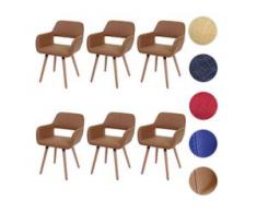 6x Esszimmerstuhl HWC-A50 II, Stuhl Küchenstuhl, Retro 50er Jahre Design ~ Kunstleder, taupe, helle Beine