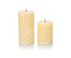 Flambiance Stumpenkerzen mit Spitzen-Design, 2tlg.