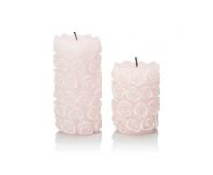 Flambiance Stumpenkerzen mit 3D-Rosenmotiv, 2tlg.