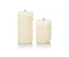 Flambiance Stumpenkerzen mit 3D-Rosenmotiv, 2tlg.