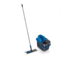 LEIFHEIT Combi Clean 60 YE Wischset, Bodenwischer-Set bestehend aus Wischer, Bezug, Eimer und Presse, Farbe: grey blue