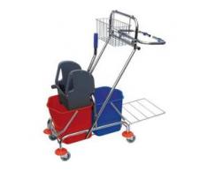 SPRINTUS Chrom pro Doppelfahreimer, Putzwagen mit zwei Wischeimern à 17 Liter einer Mopppresse und Ablagekorb, 1 Stück