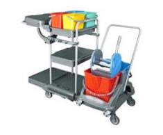 Floorstar Reinigungswagen 1 Multi BASIC, Reinigungswagen mit aufgesetztem Doppelfahrwagen, Maße: 133 cm x 66 cm x 110 cm