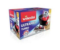 Vileda UltraMat Turbo Bodenwischer Komplett-Set, 5-teilig, Reinigen ohne Hände, ohne Bücken, ohne Kraftaufwand, 1 x Wischmop + Bezug, 1 x Eimer + Powerschleuder + Ausgusshilfe