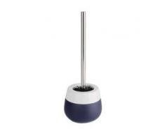 WENKO Malta WC-Garnitur, Offener Toilettenbürstenhalter ideal für Bad und Gäste-WC, Farbe: blau/ weiß