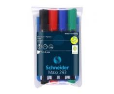 Schneider Maxx 293 Boardmarker, Flipchart-Marker mit innovativer Smart-Radial Keilspitze für Strichstärke 2+5 mm, 1 Packung = 4 Stück, farbig sortiert