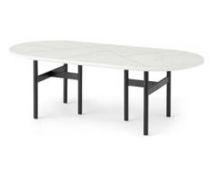 Tanaro Couchtisch, Marmor in Weiss und Messing