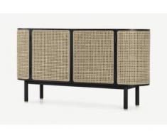 Ankhara Sideboard, schwarz gebeizte Eiche und Rattan