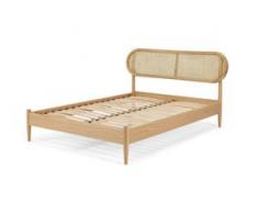 Reema Bett (160 x 200 cm), Eiche und Rattan