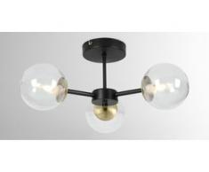 Globe Deckenleuchte, Antikmessing und Rauchglas