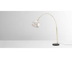 Bow grosse Bogenlampe, Messing, Marmor in Schwarz und Rauchglas