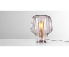 Ewer Tischlampe, Rauchglas und Kupfer