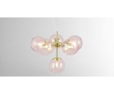 Globe kleiner Kronleuchter, Messing und Glas in Rosa