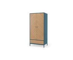 Mera Kleiderschrank, Eiche und Blaugruen