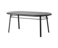Swara ovaler Gartentisch, Rattan in Schwarz und Glas