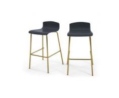 2 x Syrus Barhocker, Messing und Grau