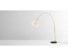 Bow grosse Bogenlampe, Messing, Marmor in Schwarz und Milchglas