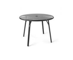 Swara runder Gartentisch, Rattan in Schwarz und Glas