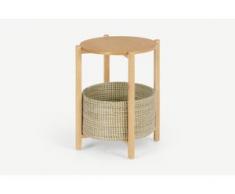 Pipel Nachttisch, Eiche und Rattan