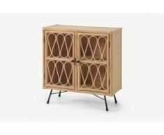 Beyka kompaktes Sideboard, Rattan in Natur und Schwarz