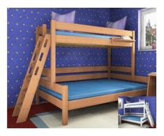 Etagenbett Stockholm 4-1-L2 Dahlhaus Buche weiß, natur, blau, schwarz