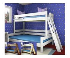 Etagenbett Stockholm 4-1-L2 Dahlhaus Kiefer weiß, natur, blau, schwarz, gelaugt