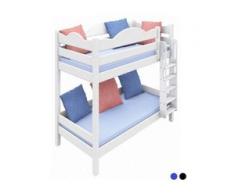 Etagenbett Stockbett Benny Dahlhaus, Kiefer weiß, natur, schwarz, blau, gelaugt