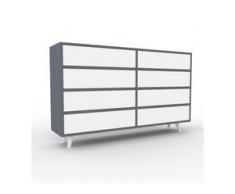 Kommode Anthrazit - Design-Lowboard: Schubladen in Weiß - Hochwertige Materialien - 152 x 91 x 35 cm, Selbst zusammenstellen
