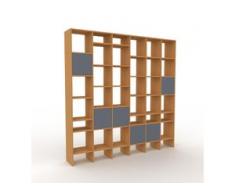 Holzregal Eiche - Skandinavisches Regal aus Holz: Türen in Anthrazit - 233 x 233 x 35 cm, Personalisierbar