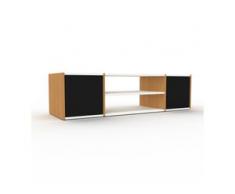TV-Schrank Eiche - Moderner Fernsehschrank: Türen in Schwarz - 154 x 41 x 47 cm, konfigurierbar