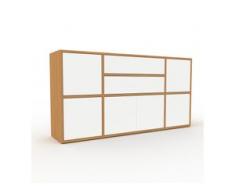 Kommode Eiche - Lowboard: Schubladen in Weiß & Türen in Weiß - Hochwertige Materialien - 154 x 80 x 35 cm, konfigurierbar