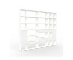 Aktenregal Weiß - Büroregal: Schubladen in Weiß & Türen in Weiß - Hochwertige Materialien - 267 x 233 x 35 cm, konfigurierbar