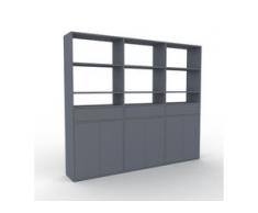 Holzregal Anthrazit - Modernes Regal aus Holz: Schubladen in Anthrazit & Türen in Anthrazit - 226 x 195 x 35 cm,...