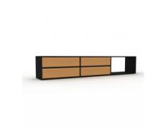 Holzregal Schwarz - Skandinavisches Regal aus Holz: Schubladen in Eiche - 226 x 41 x 35 cm, Personalisierbar
