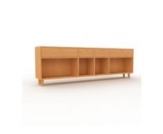 Bücherregal Buche - Modernes Regal für Bücher: Schubladen in Buche - 229 x 72 x 35 cm, Individuell konfigurierbar