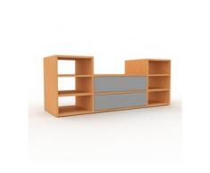 TV-Schrank Buche - Moderner Fernsehschrank: Schubladen in Grau - 154 x 61 x 47 cm, konfigurierbar