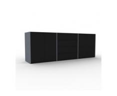TV-Schrank Anthrazit - Fernsehschrank: Schubladen in Schwarz & Türen in Schwarz - 226 x 80 x 47 cm, konfigurierbar