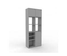 Aktenregal Grau - Flexibles Büroregal: Türen in Grau - Hochwertige Materialien - 79 x 195 x 35 cm, konfigurierbar