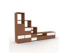 TV-Schrank Nussbaum - Fernsehschrank: Schubladen in Nussbaum & Türen in Nussbaum - 267 x 158 x 47 cm, konfigurierbar