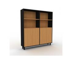 Highboard Schwarz - Elegantes Highboard: Türen in Eiche - Hochwertige Materialien - 152 x 168 x 35 cm, Selbst designen