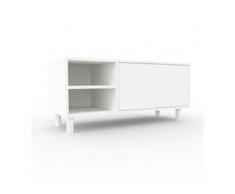 TV-Schrank Weiß - Moderner Fernsehschrank: Türen in Weiß - 116 x 53 x 47 cm, konfigurierbar