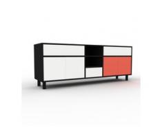TV-Schrank Schwarz - Fernsehschrank: Schubladen in Weiß & Türen in Weiß - 190 x 72 x 47 cm, konfigurierbar