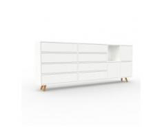 Kommode Weiß - Lowboard: Schubladen in Weiß & Türen in Weiß - Hochwertige Materialien - 229 x 91 x 35 cm, konfigurierbar