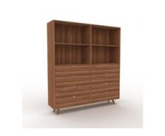 Aktenschrank Nussbaum - Flexibler Büroschrank: Schubladen in Nussbaum - Hochwertige Materialien - 152 x 168 x 35 cm, Modular