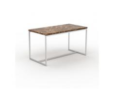 Beistelltisch Marmor, Brauner Emperador - Eleganter Nachttisch: Hochwertige Materialien, einzigartiges Design - 81 x 46 x 42...
