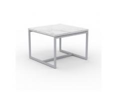 Beistelltisch Marmor, Weißer Carrara - Eleganter Nachttisch: Hochwertige Materialien, einzigartiges Design - 42 x 31 x 42...